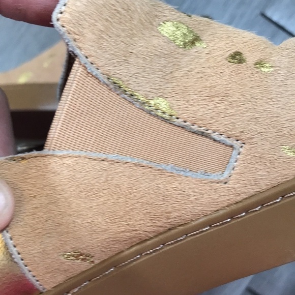 Free People Gold Metallic Splatter Pony Hair Slip On Loafers - Picture 9 of 11